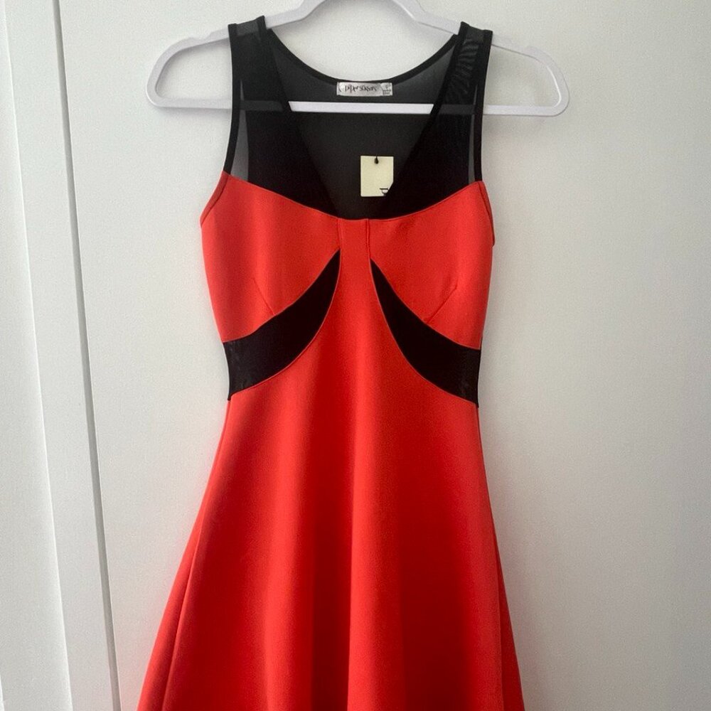 Elegant Red and Black Fit & Flare Dress